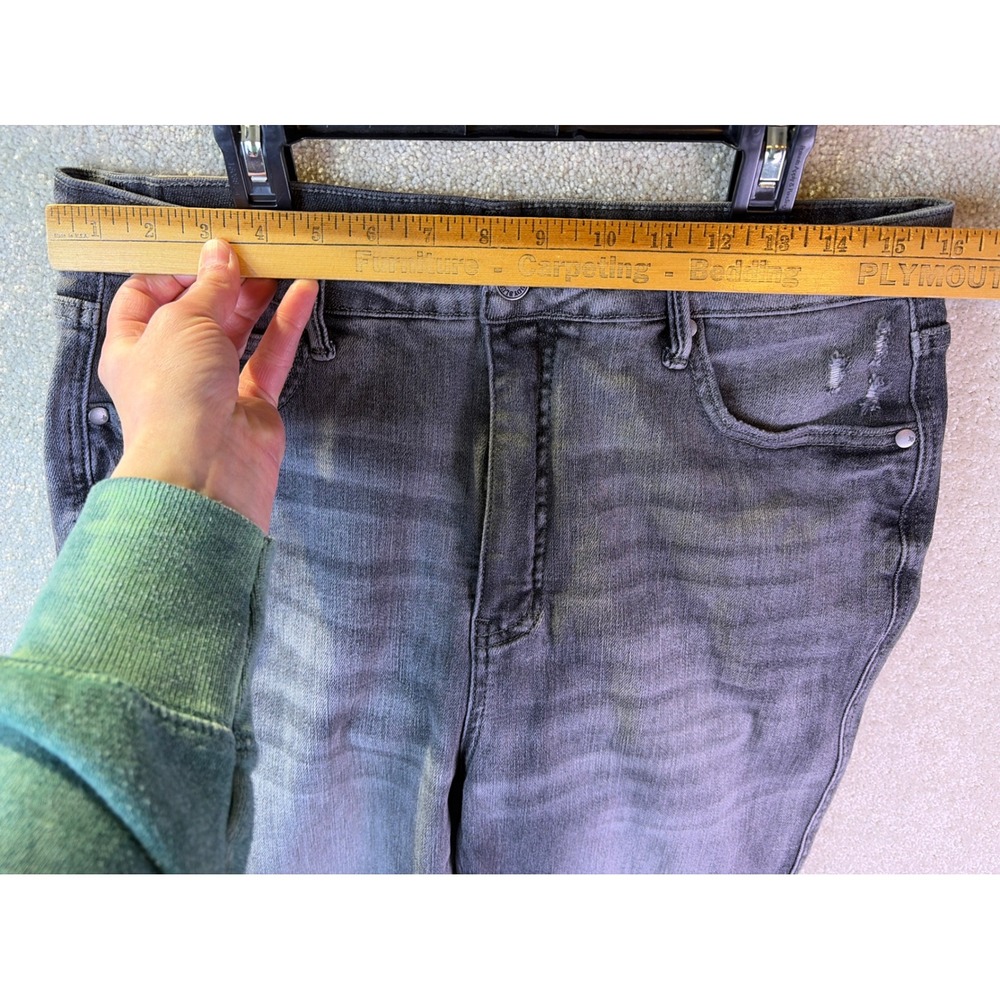 Judy Blue Skinny Jeans Women 15 (Fits 32x28) Gray High Rise Raw Hem Distressed - Picture 5 of 8